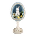 Decoration egg with rabbit White Blue 13x12x28 cm
