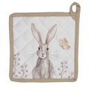 Topflappen Weiß, Braun 20x20 cm