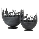 Ciotola, piatto da portata (set di 2) Grigio Ø 19x17 / Ø 13x14 cm