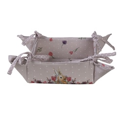 [HBU47] Brotkorb Rosa, Beige 35x35x8 cm