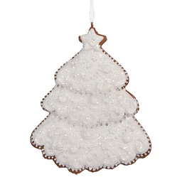 [6PR5347] Dekoration Anhänger Weihnachtsbaum Weiß Braun 9x1x10 cm