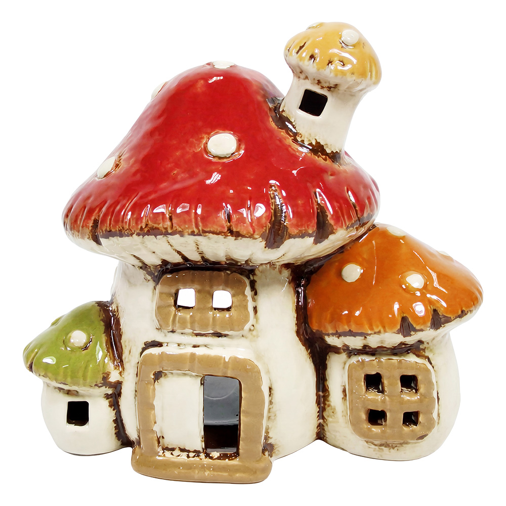 Portacandele Natale Casette Bianco Rosso 17x12x16 cm
