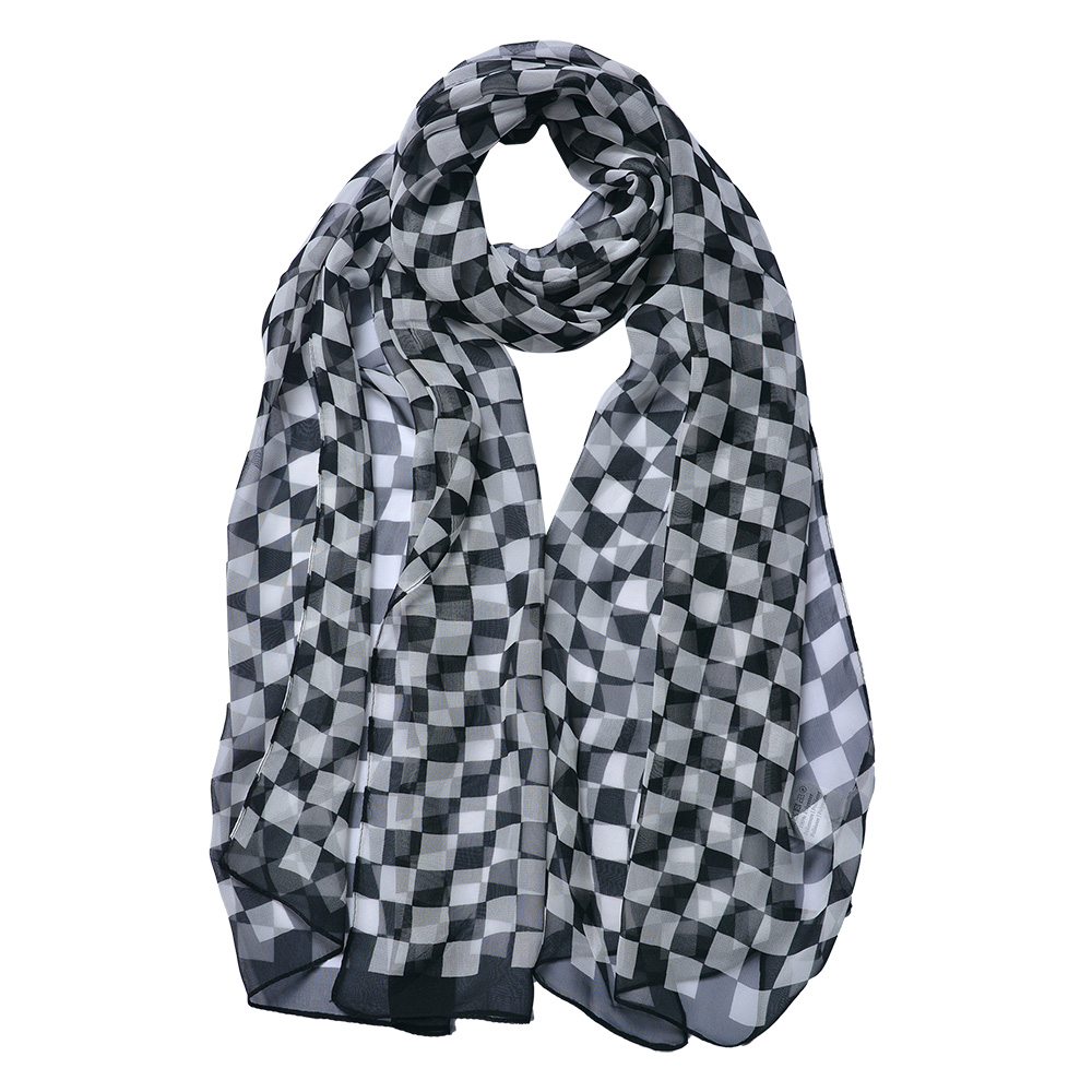 Schal Damen Muster Schwarz 50x160 cm