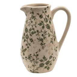 [6CE1456S] Dekorativer Krug Grün Beige 16x12x22 cm