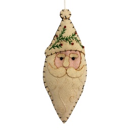 [66512] Décoration pendentif Père Noël en feutre Beige Vert 8x2x10 cm