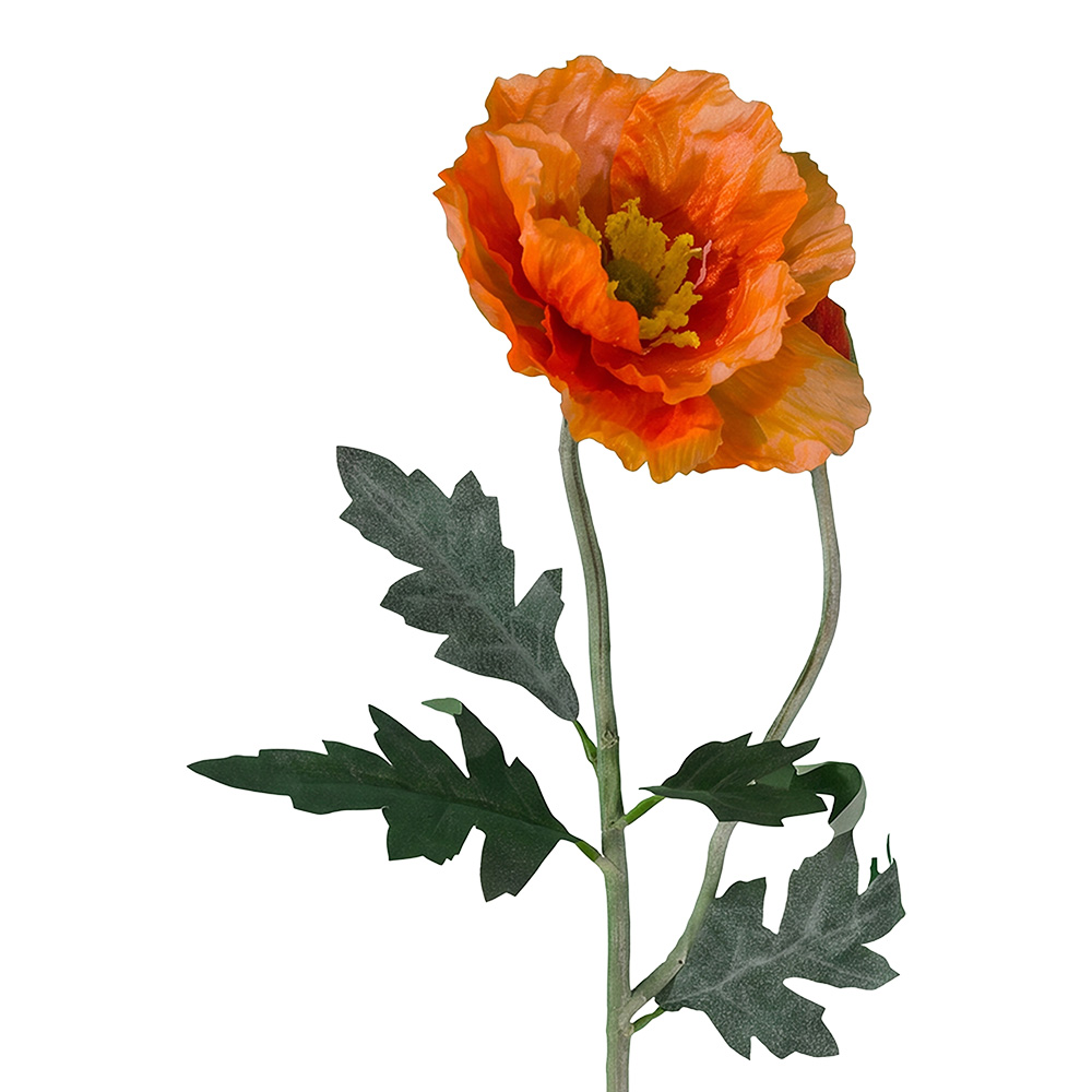 Dekorativer Zweig mit Blumen Orange Grün