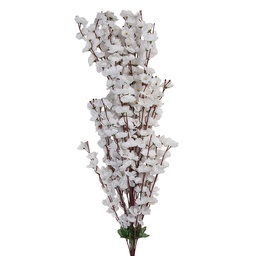 [5PL0168W] Decorative Artificial Branch with flowers White Green 15x10x100 cm