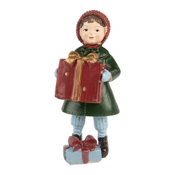 [6PR5722] Decoratie kind met cadeau 5x5x12 cm