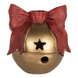 [6PR5767] Kerzenständer Goldfarbig Rot 13x12x13 cm