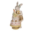 Décoration Lapin avec gâteau Blanc Couleur or 20x15x36 cm