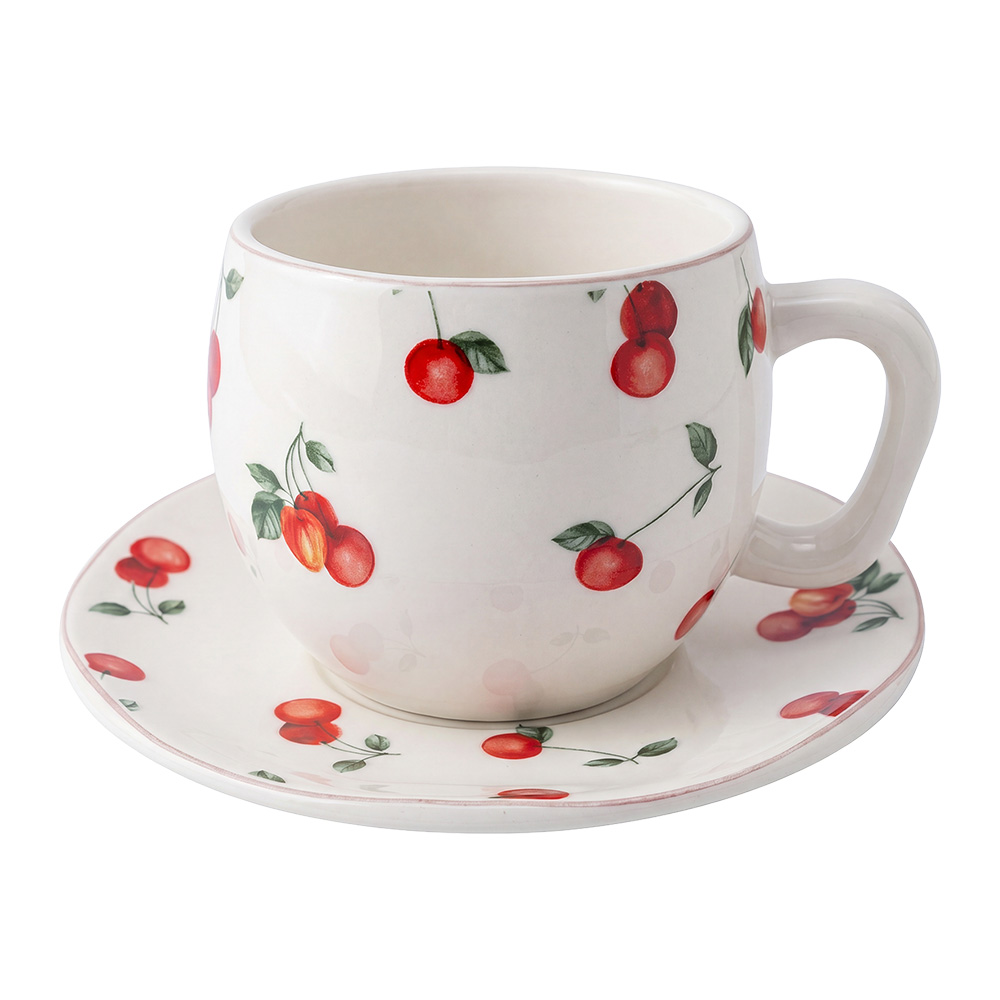 Cup and saucer White Red