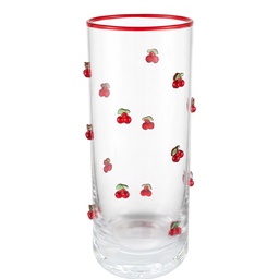 [6GL5519] Water Glass Transparent Red Ø 6x15 cm / 350 ml