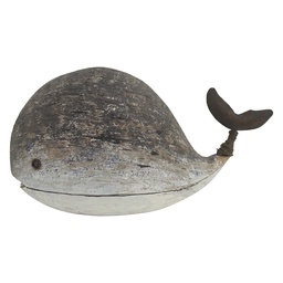 [6H2528] Décoration Baleine Marron Blanc 26x9x14 cm
