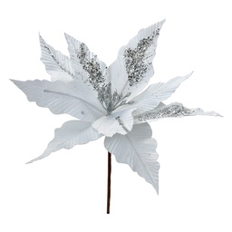[66155] Weihnachtsdeko Blume Weiß Silberfarbig Ø 30x26 cm