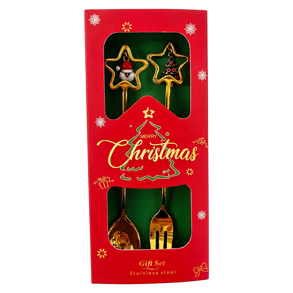 Dessertbesteck goldfarbig Rot  (2) 2x12 cm