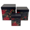 Boîte de rangement (3) Noir Vert 21x21x21 / 18x18x19 / 15x15x18 cm