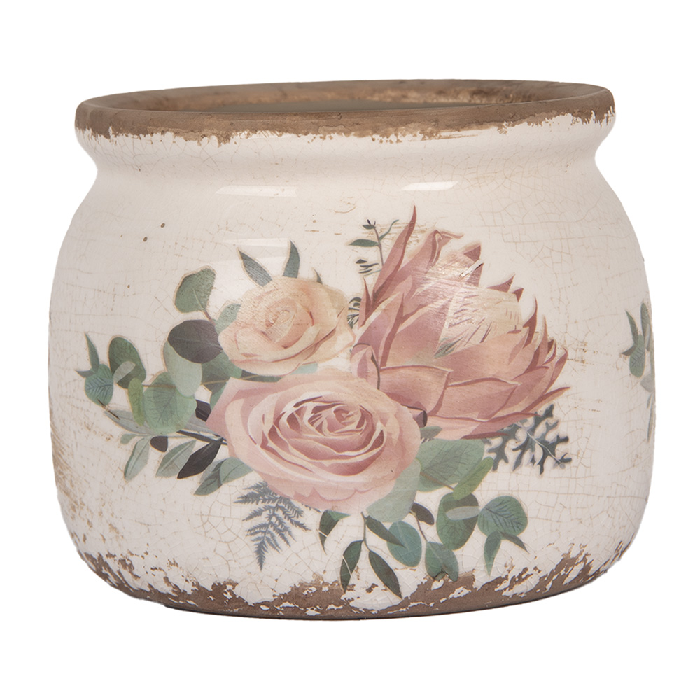 Vaso Porta Pianta Beige Rosa Ø 12x10 cm