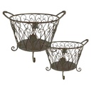 Paniers de rangement (ensemble v 2) Vert, Marron 41x33x29 / 35x28x24 cm