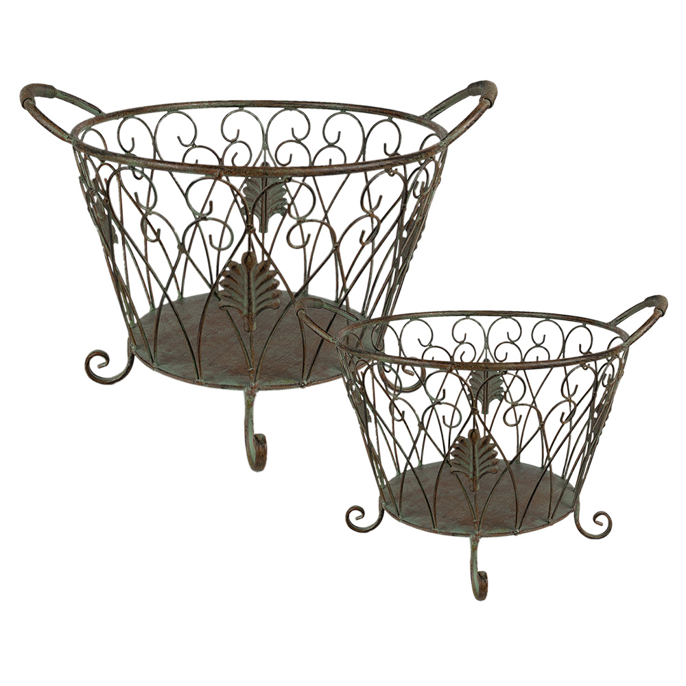Aufbewahrungskorb (2er set) Grün, Braun 41x33x29 / 35x28x24 cm