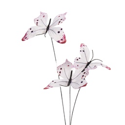 [50853] Décoration Branche avec papillons Blanc Rose 10x10x65 cm