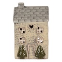 Portacandele Natale Casette Beige Grigio 9x8x15 cm