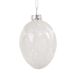 [6GL4470] Decorazione pendente uovo Trasparente Bianco Ø 6x9 cm