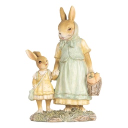 [6PR5453] Deko Kaninchen Beige Grün Gelb 14x7x20 cm