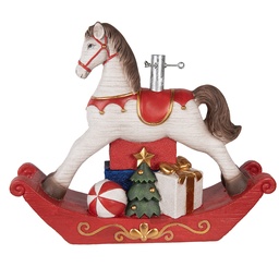[5MG0095] Support d'arbre de Noël Blanc Rouge 73x21x61 cm