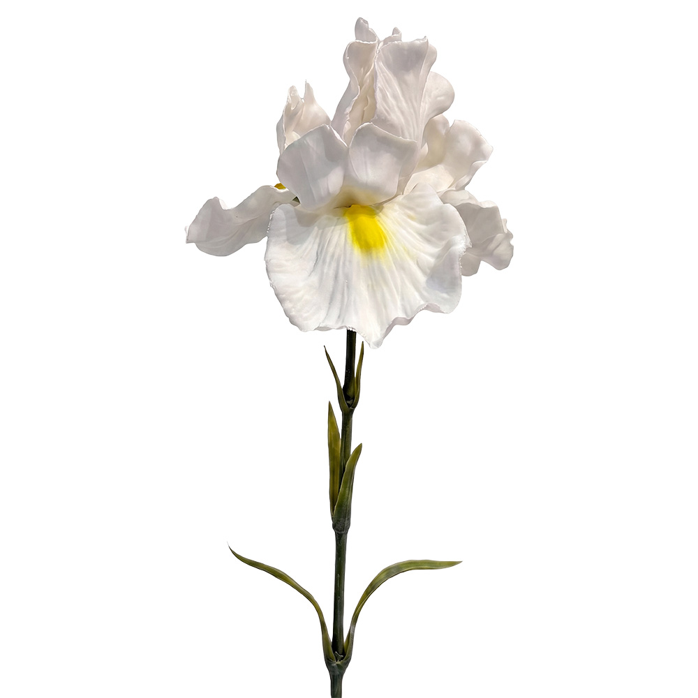 Deko Ast mit Blumen Weiß Grün 62 cm