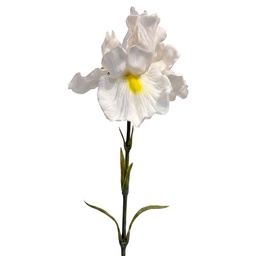 [6PL0436W] Deko Ast mit Blumen Weiß Grün 62 cm