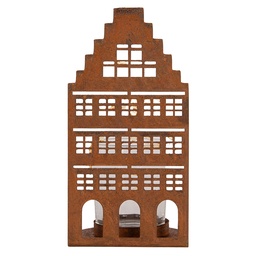[6Y6125] Kerzenhalter Haus Braun 8x8x15 cm