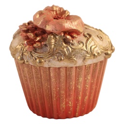 [6PR6228] Dekoration Cupcake Rosa Goldfarbig Ø 8x8 cm