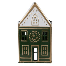 [6Y5921] Portacandele Verde Bianco 14x12x25 cm