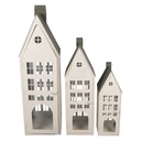 Décoration Maisons (set de 3) Blanc Vert 38x38x142 / 26x26x105 / 18x18x63 cm