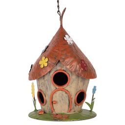[6Y5737] Maison d'oiseau Beige Rouge Ø 17x27/54 cm