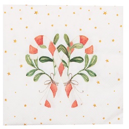 Clayre & Eef Servietten Papier 20er Set 33x33 cm (20) Weiß Rot Papier Zuckerstange Weihnachten