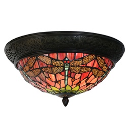 [5LL-5360] Lampe de plafond Tiffany Rouge, Vert Ø 38x19 cm E14/max 2x40W