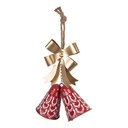 Décoration pendentif Cloches Rouge Couleur or 26x10x29 cm