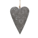 Decoration hanger heart Grey 11x2x8 cm
