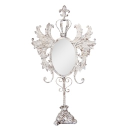 [62S331] Miroir de table Blanc Marron 37x14x68 cm