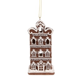 [6PR4360] Ciondolo di decorazione di una casetta con LED Marrone 6x6x12 cm