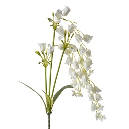 [5PL0161W] Decorative Artificial Branch with flowers White Green 15x6x80 cm