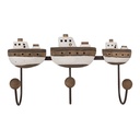 Wall Coat Rack 3 Hooks White Brown 38x10x20 cm