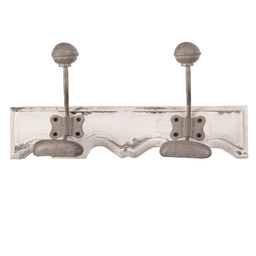 [6H2400] Wall Coat Rack 2 Hooks White Grey 23x6x10 cm