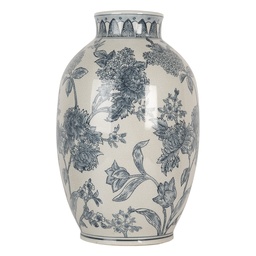 [6CE2075] Vase White Blue Ø 22x36 cm