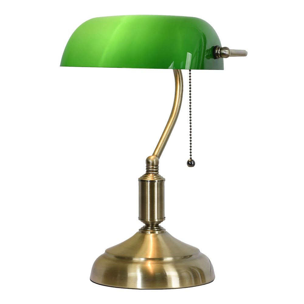 Lampe de bureau Lampe de banquier Vert, Or 27x17x41 cm E27/max 1x60W