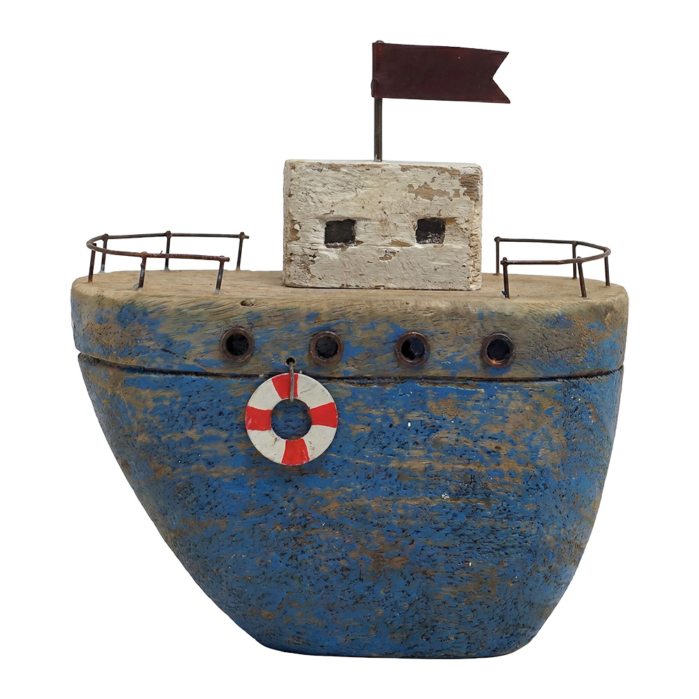 Miniatura Decorativa Barca Blu Beige 14x6x16 cm