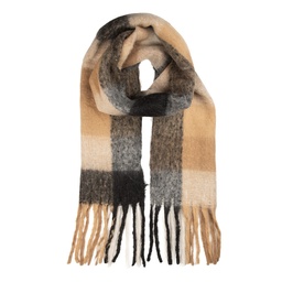 [JZSC0856Z] Schal Damen Schwarz Beige 38x200 cm