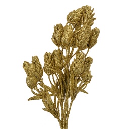 [65803] Decorazione Natale Ramo con fiori Color oro 10x8x35 cm