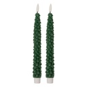 Kerze mit LED set 2 Grün Ø 3x25 cm / 2xAAA